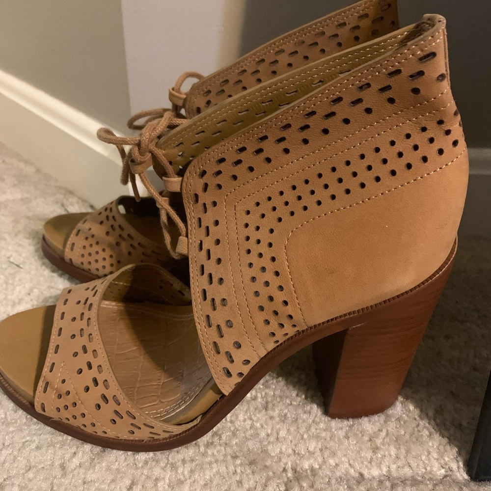 Gianni Bini Tan Perforated Heeled Boots